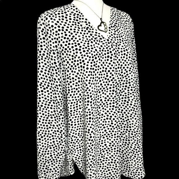 NWT Adrianna Papell Printed Crepe Popover Blouse L - Picture 3 of 11